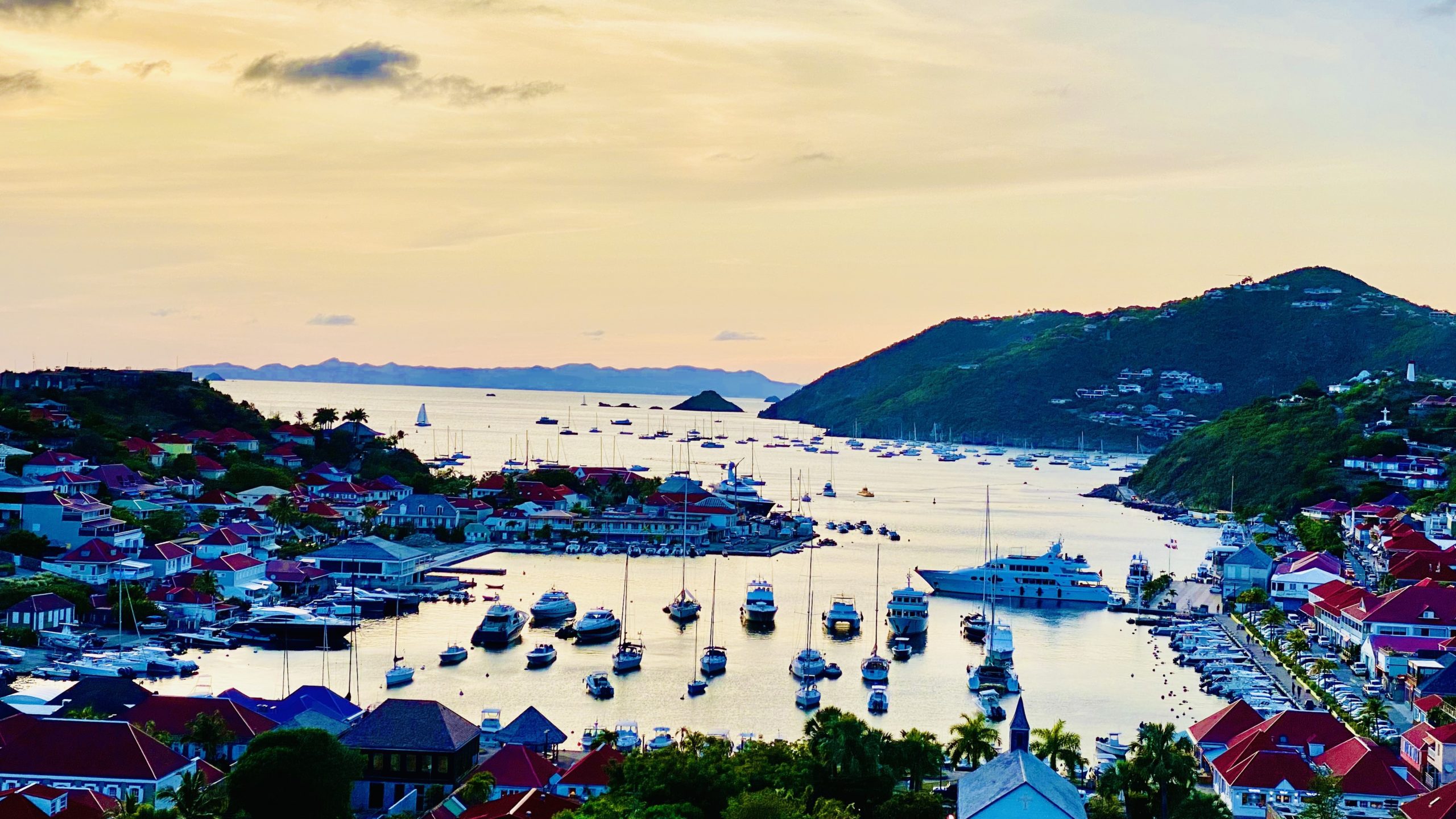St Barts port at sunset